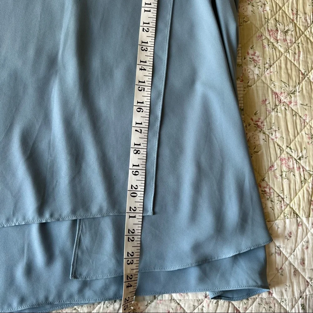 BCBGMaxAzria SHADOW BLUELORIELLE ASYMMETRICAL DRAPE TOP Size S - Picture 11 of 13